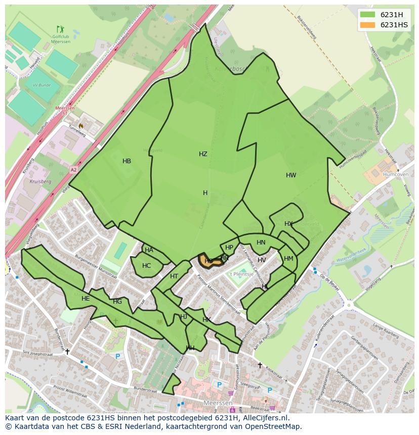 Afbeelding van het postcodegebied 6231 HS op de kaart.