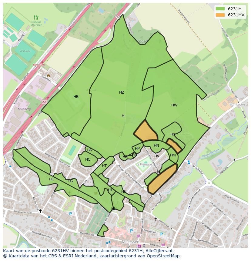 Afbeelding van het postcodegebied 6231 HV op de kaart.