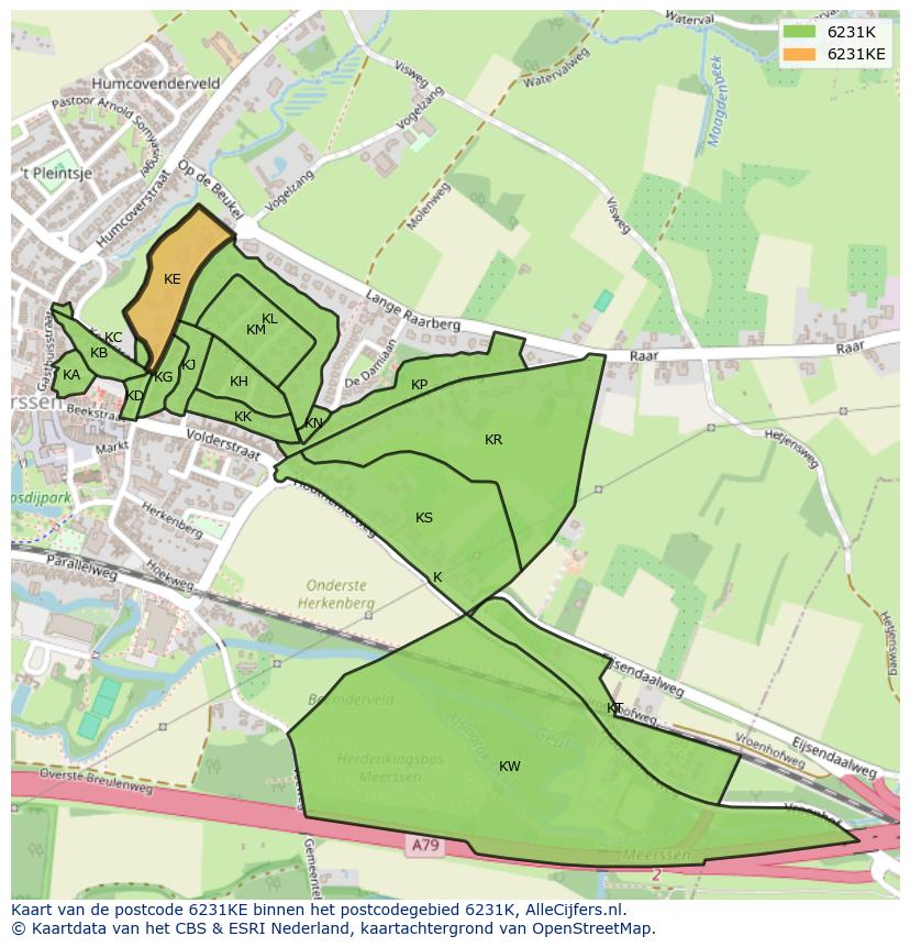 Afbeelding van het postcodegebied 6231 KE op de kaart.