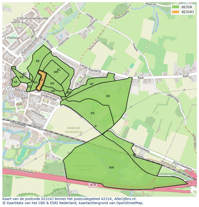 Afbeelding van het postcodegebied 6231 KJ op de kaart.