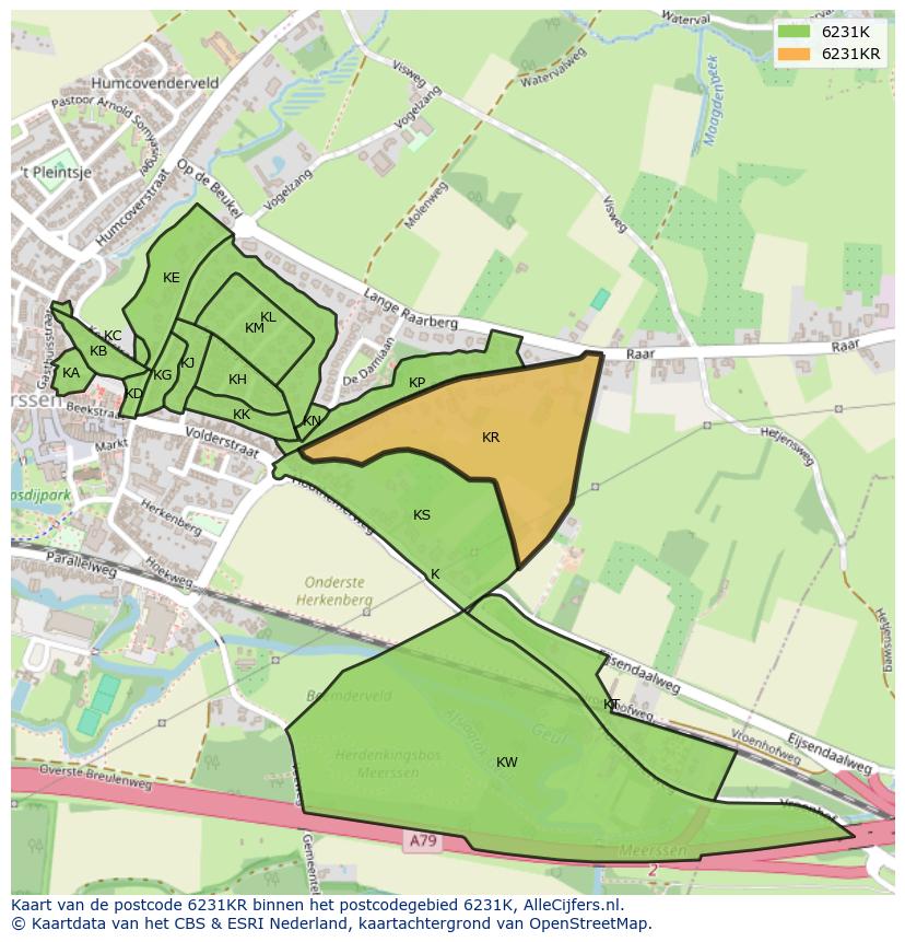Afbeelding van het postcodegebied 6231 KR op de kaart.