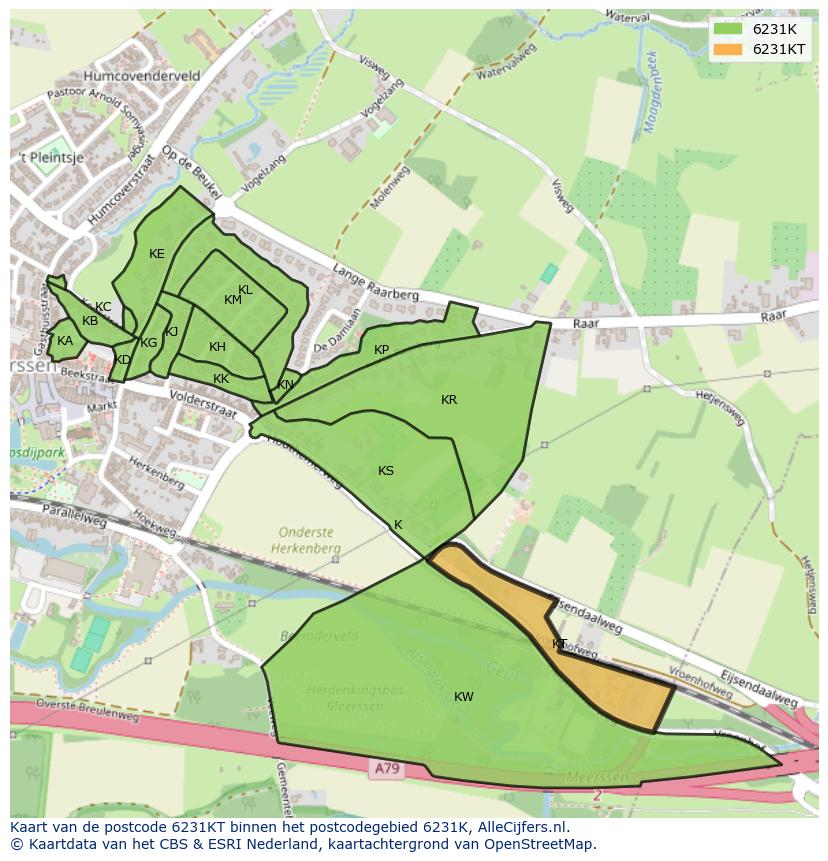 Afbeelding van het postcodegebied 6231 KT op de kaart.