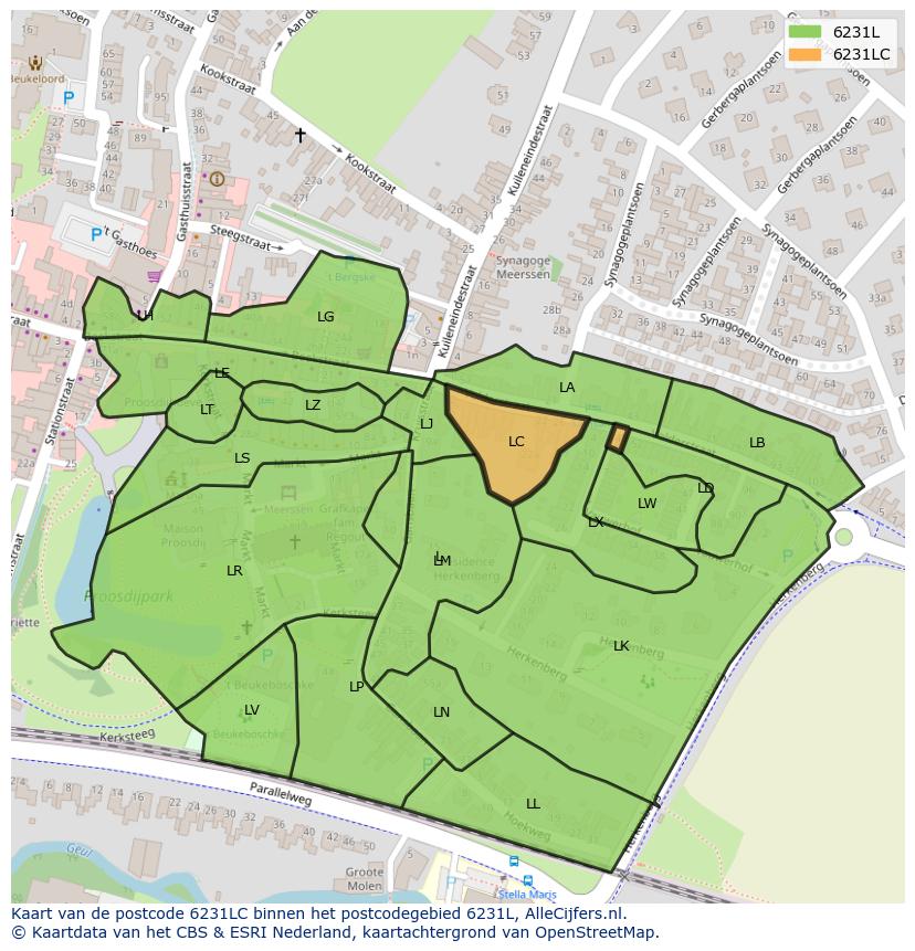 Afbeelding van het postcodegebied 6231 LC op de kaart.