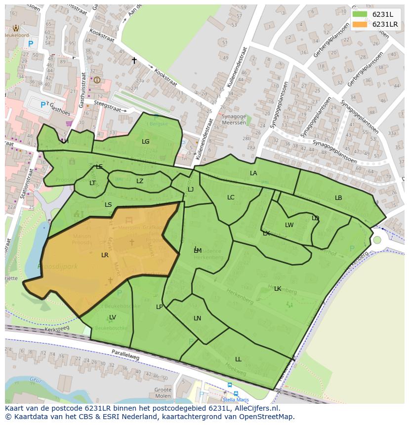 Afbeelding van het postcodegebied 6231 LR op de kaart.