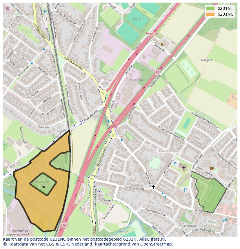 Afbeelding van het postcodegebied 6231 NC op de kaart.