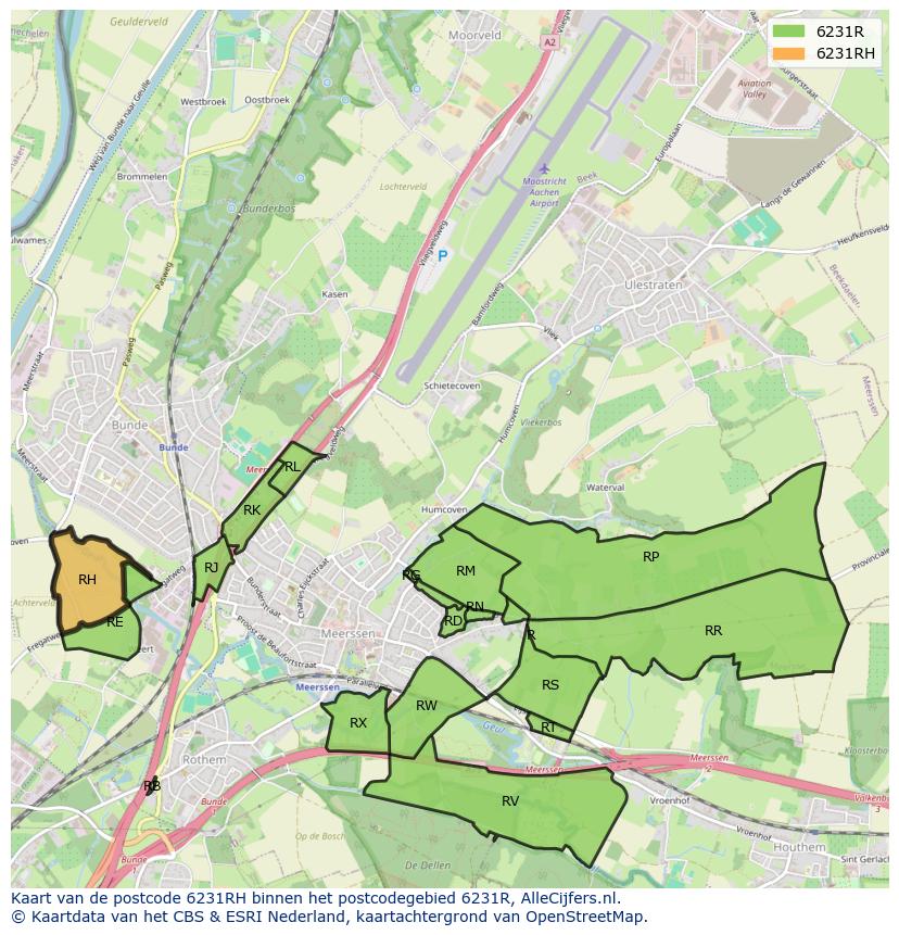 Afbeelding van het postcodegebied 6231 RH op de kaart.