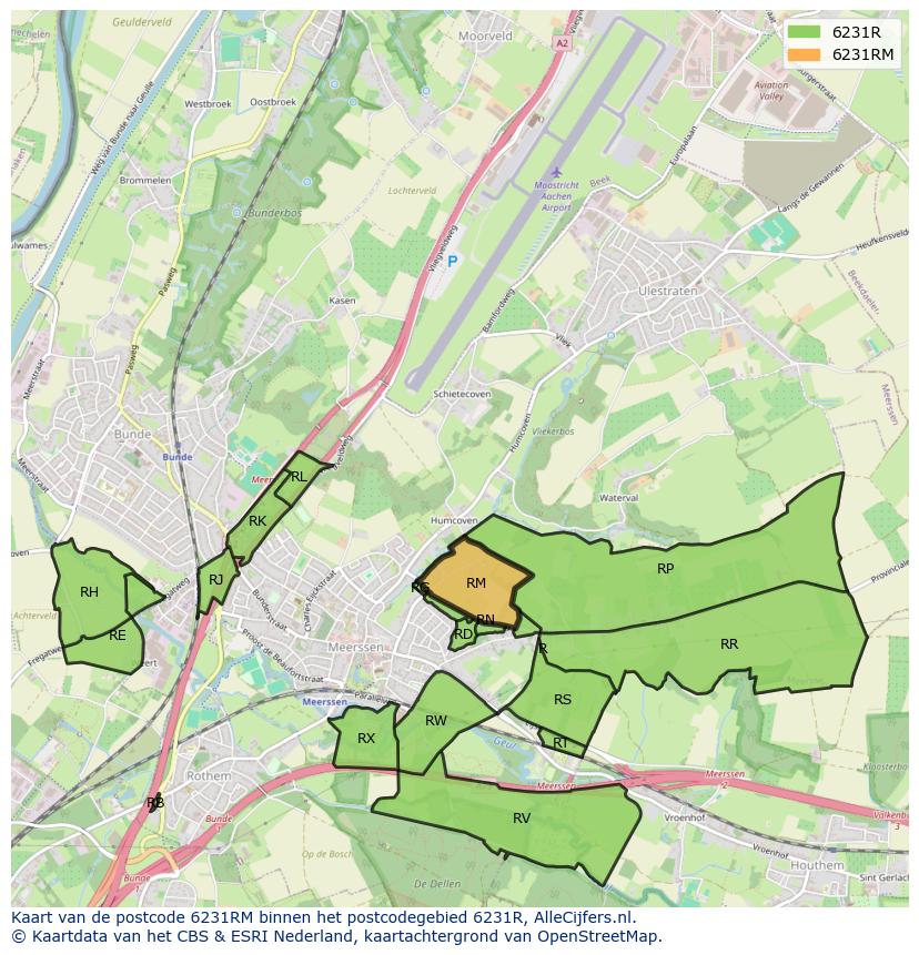 Afbeelding van het postcodegebied 6231 RM op de kaart.