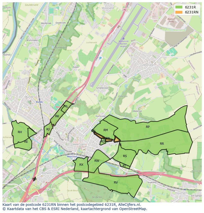 Afbeelding van het postcodegebied 6231 RN op de kaart.