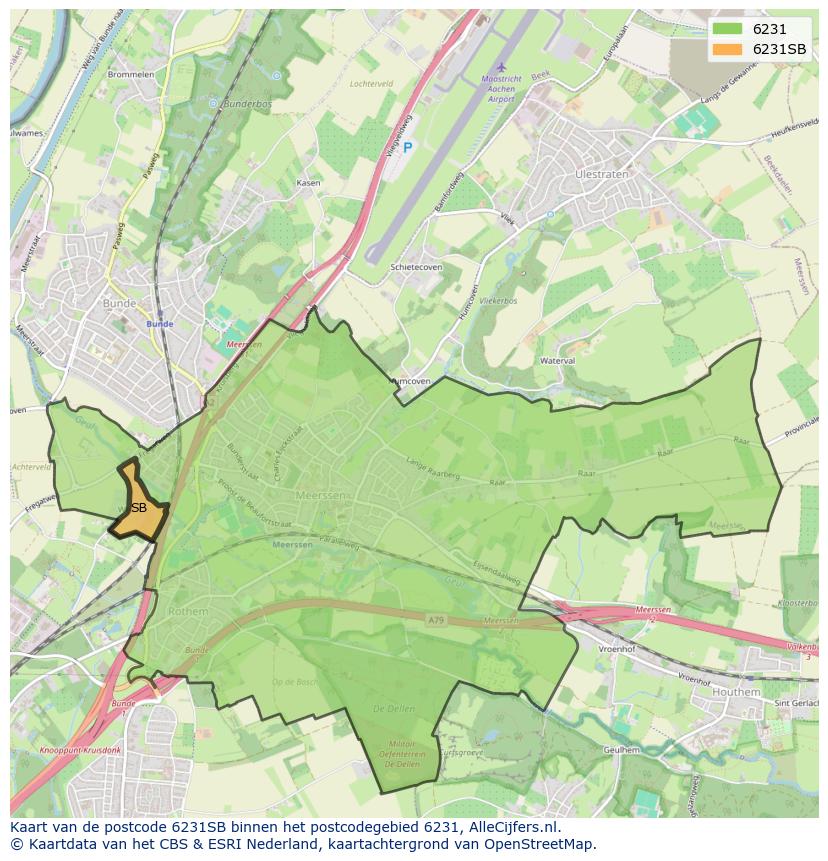 Afbeelding van het postcodegebied 6231 SB op de kaart.