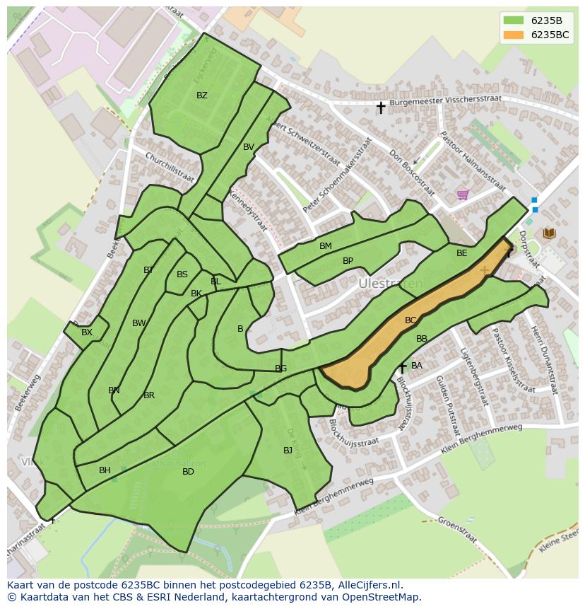 Afbeelding van het postcodegebied 6235 BC op de kaart.