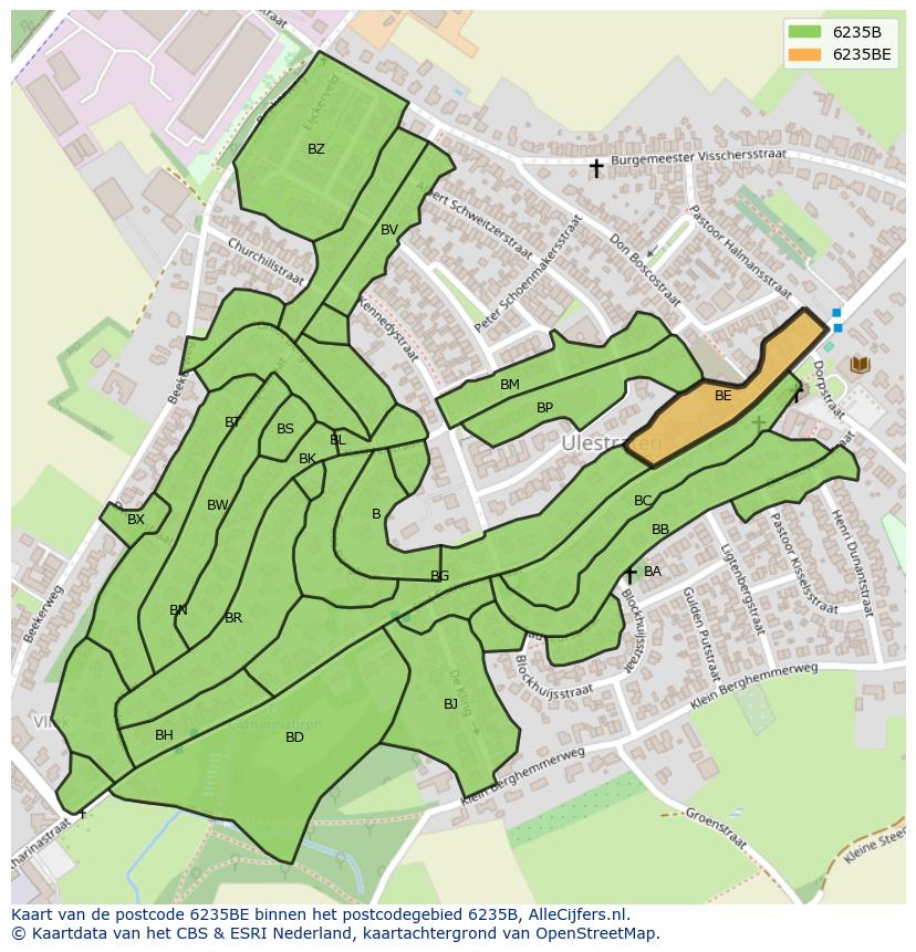Afbeelding van het postcodegebied 6235 BE op de kaart.