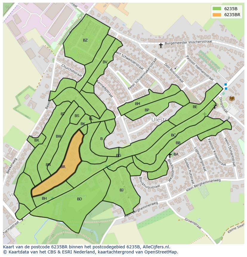 Afbeelding van het postcodegebied 6235 BR op de kaart.