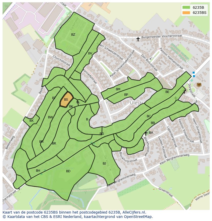 Afbeelding van het postcodegebied 6235 BS op de kaart.
