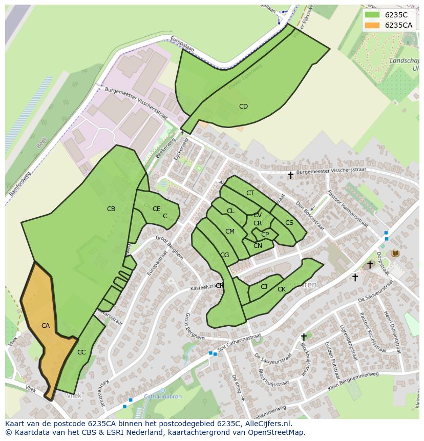 Afbeelding van het postcodegebied 6235 CA op de kaart.