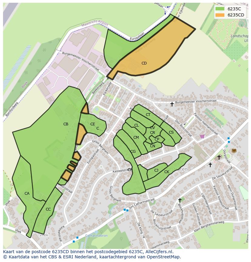 Afbeelding van het postcodegebied 6235 CD op de kaart.