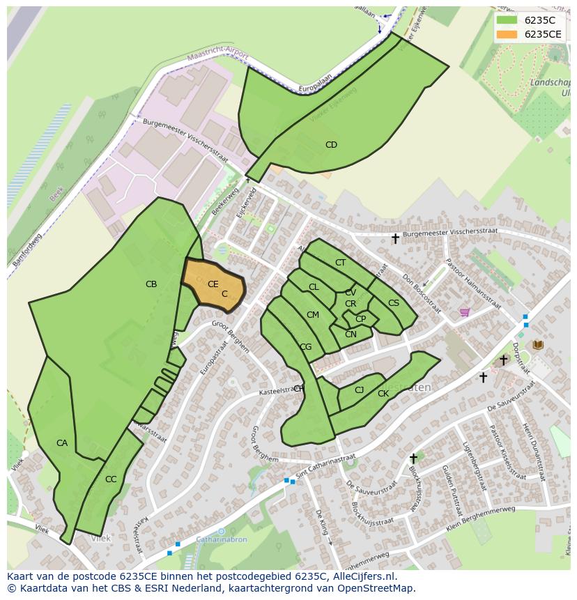 Afbeelding van het postcodegebied 6235 CE op de kaart.