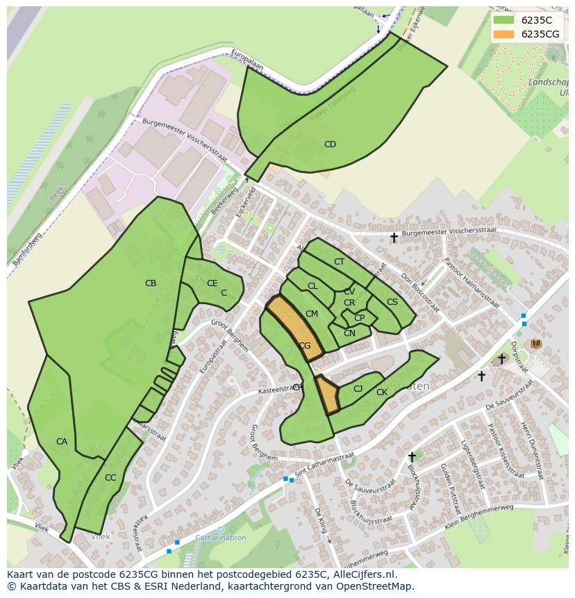 Afbeelding van het postcodegebied 6235 CG op de kaart.