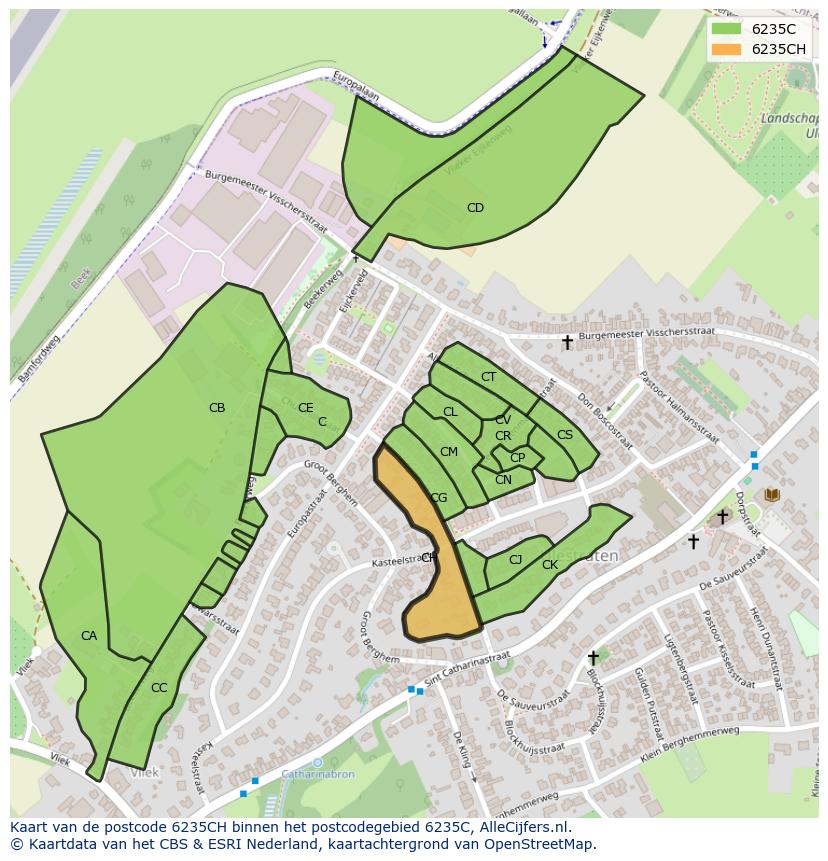 Afbeelding van het postcodegebied 6235 CH op de kaart.