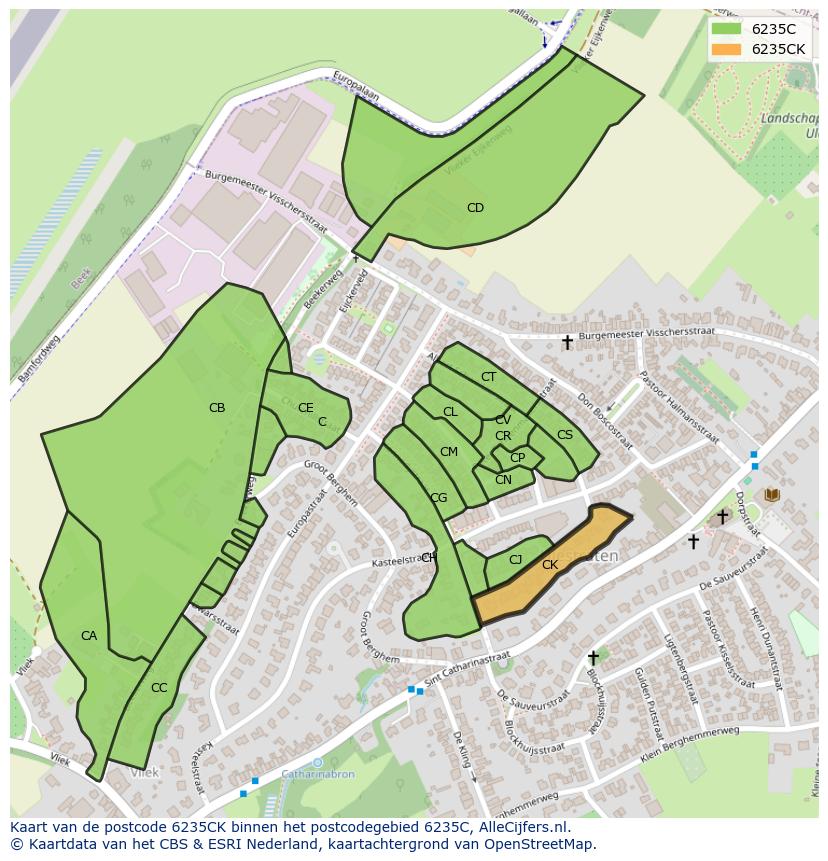 Afbeelding van het postcodegebied 6235 CK op de kaart.
