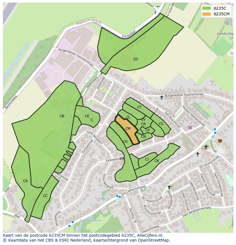Afbeelding van het postcodegebied 6235 CM op de kaart.