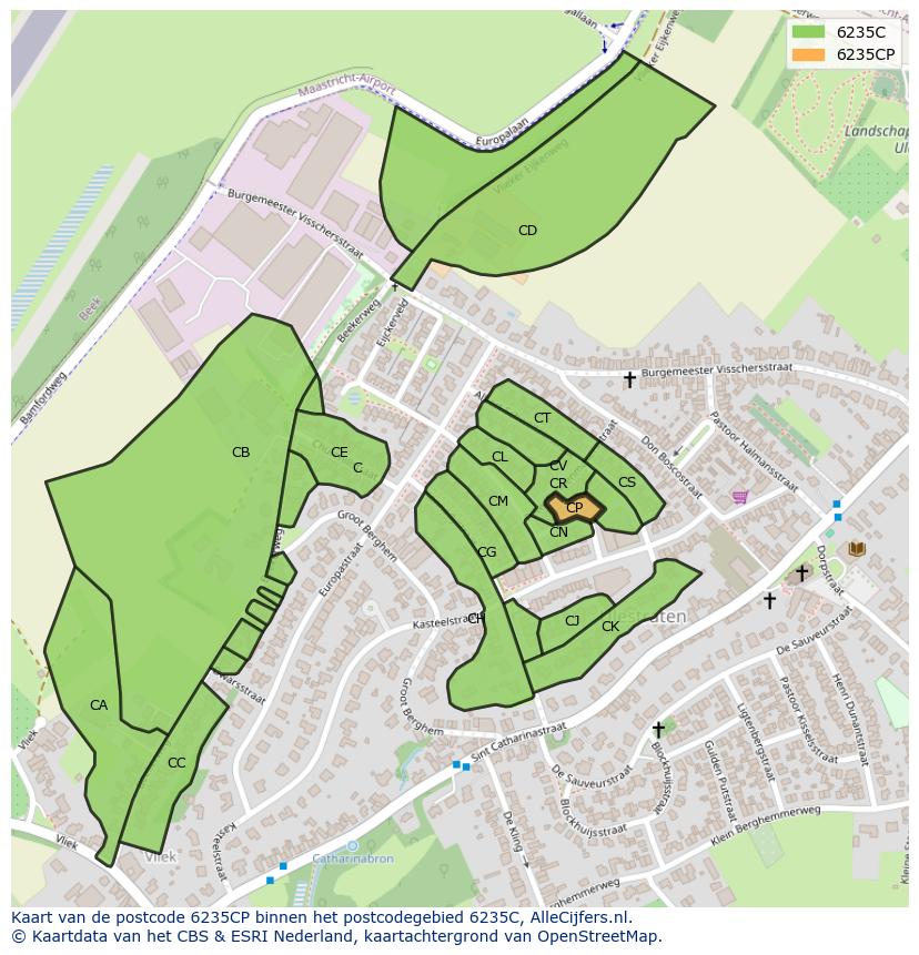 Afbeelding van het postcodegebied 6235 CP op de kaart.