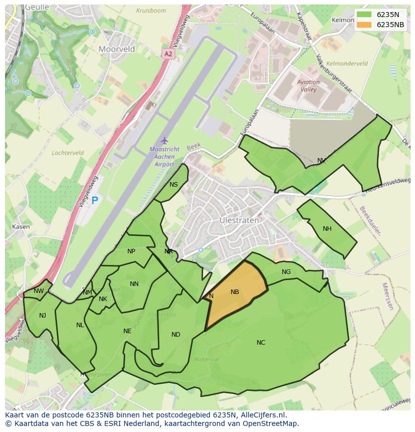 Afbeelding van het postcodegebied 6235 NB op de kaart.