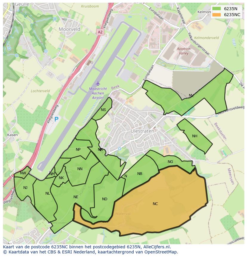Afbeelding van het postcodegebied 6235 NC op de kaart.