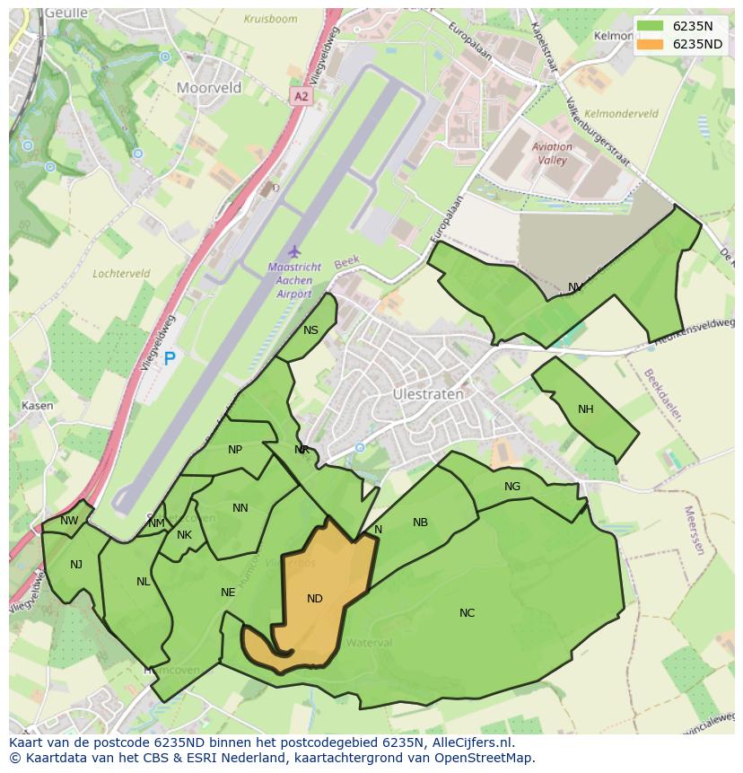 Afbeelding van het postcodegebied 6235 ND op de kaart.
