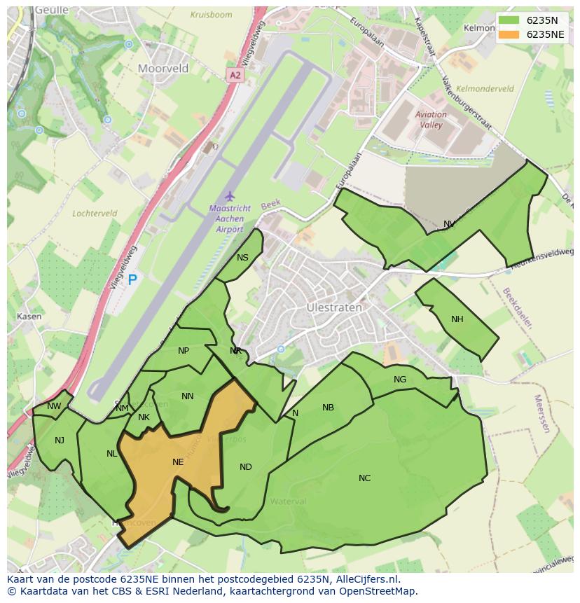 Afbeelding van het postcodegebied 6235 NE op de kaart.