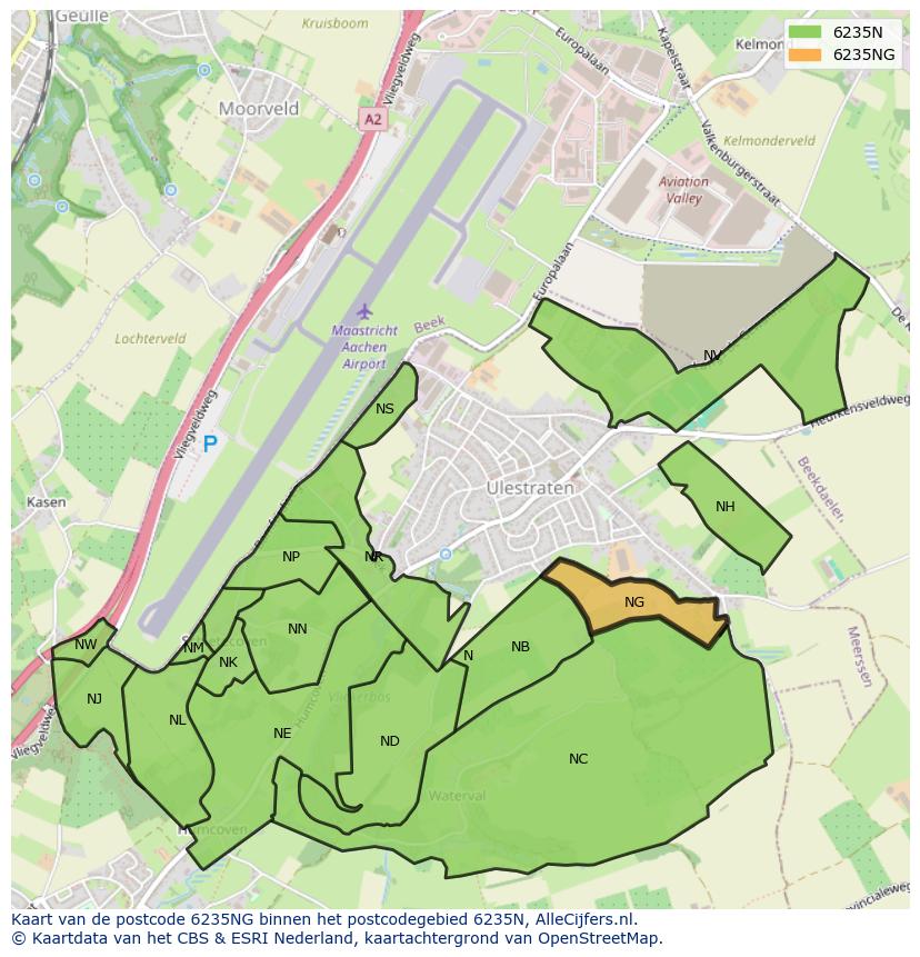 Afbeelding van het postcodegebied 6235 NG op de kaart.