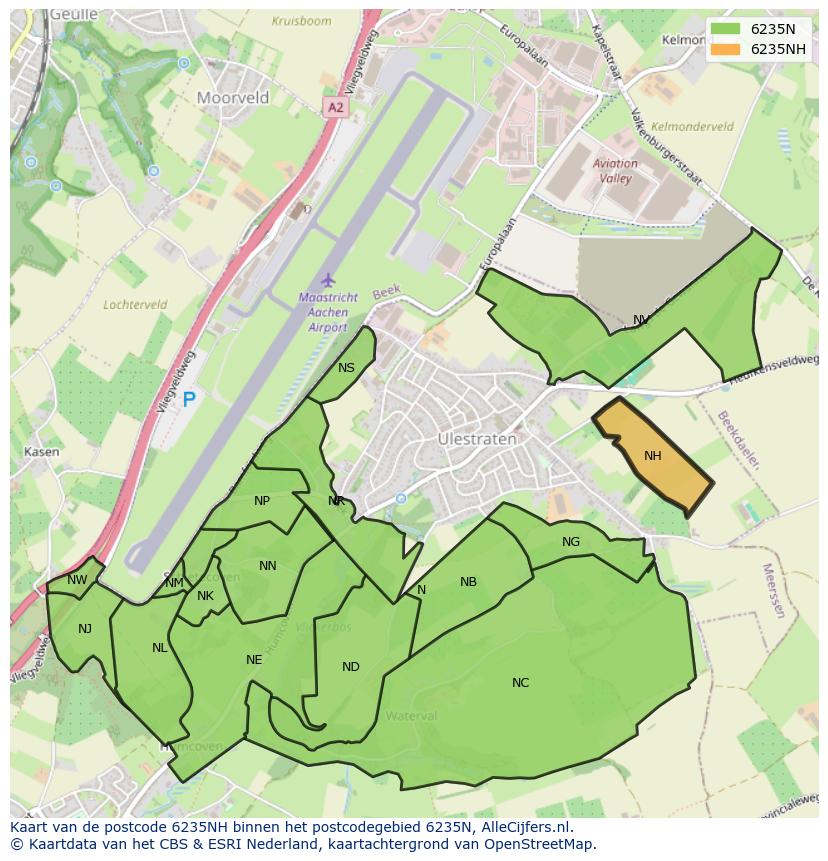 Afbeelding van het postcodegebied 6235 NH op de kaart.