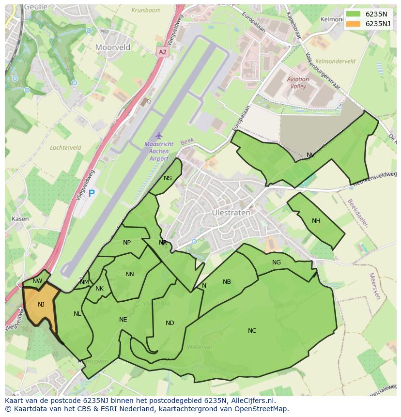Afbeelding van het postcodegebied 6235 NJ op de kaart.