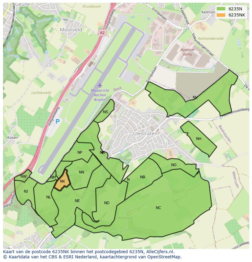 Afbeelding van het postcodegebied 6235 NK op de kaart.