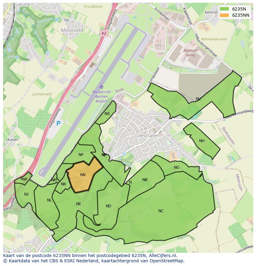 Afbeelding van het postcodegebied 6235 NN op de kaart.