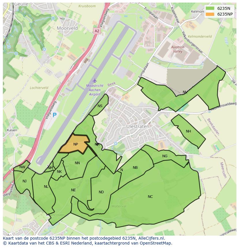 Afbeelding van het postcodegebied 6235 NP op de kaart.