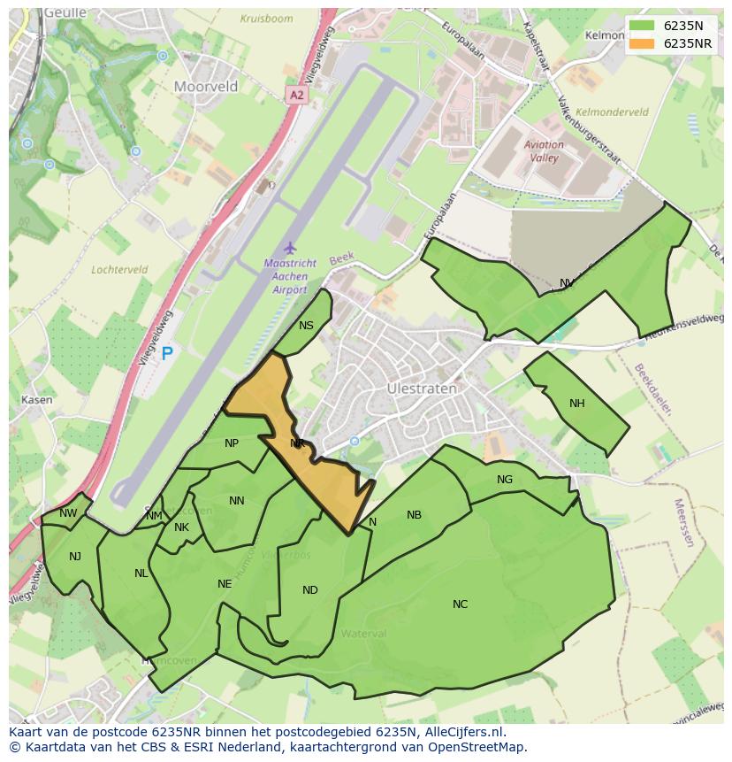 Afbeelding van het postcodegebied 6235 NR op de kaart.