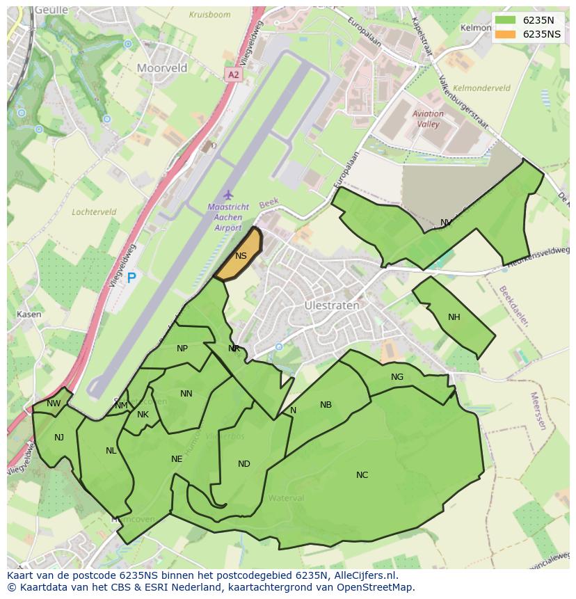 Afbeelding van het postcodegebied 6235 NS op de kaart.