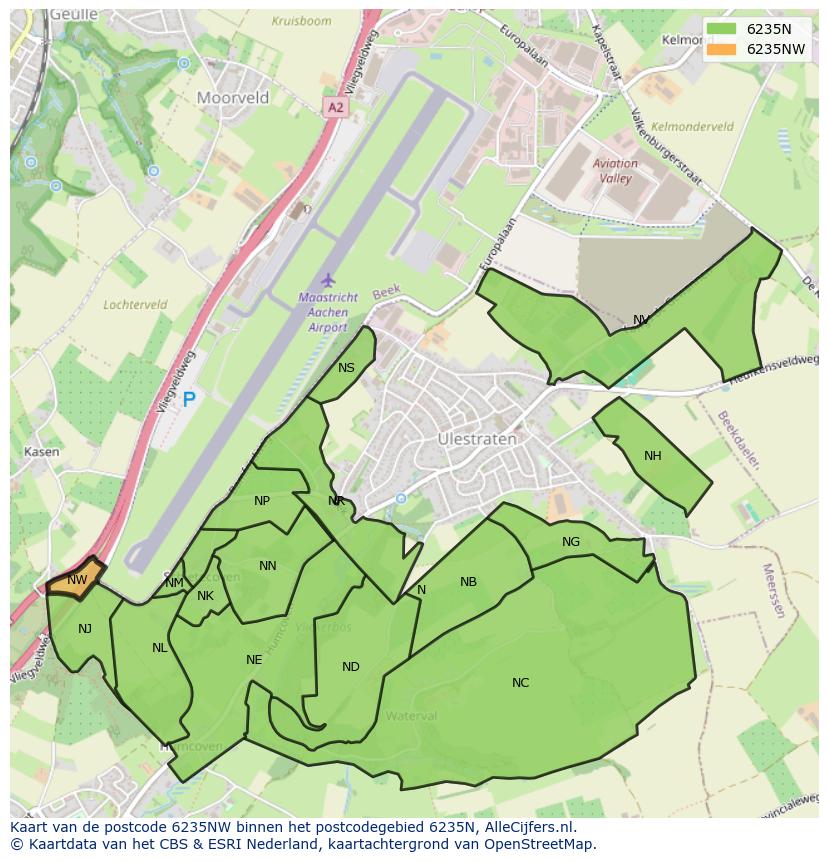 Afbeelding van het postcodegebied 6235 NW op de kaart.