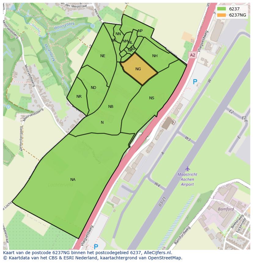 Afbeelding van het postcodegebied 6237 NG op de kaart.
