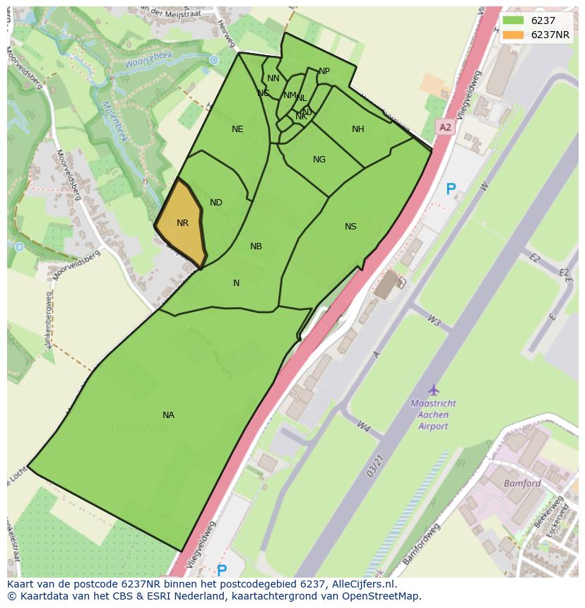 Afbeelding van het postcodegebied 6237 NR op de kaart.