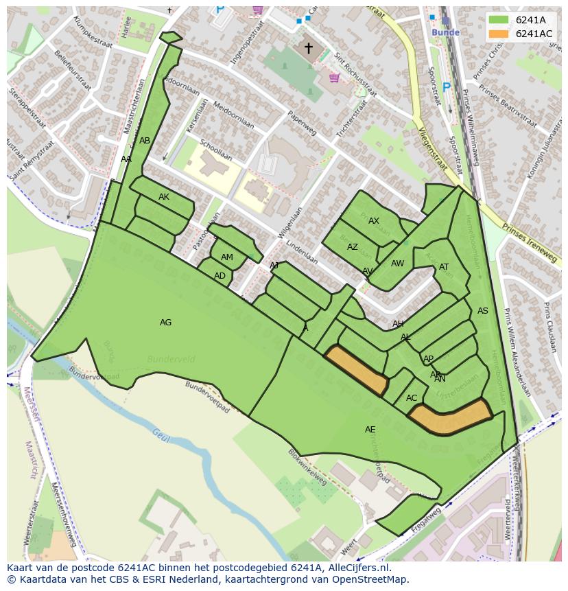 Afbeelding van het postcodegebied 6241 AC op de kaart.