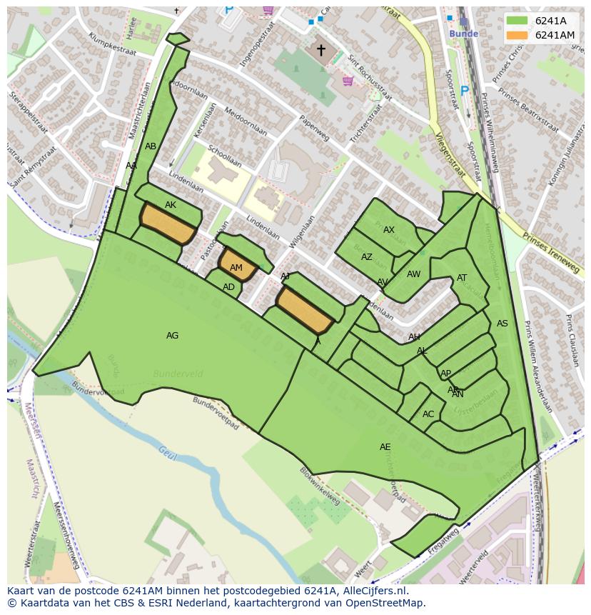 Afbeelding van het postcodegebied 6241 AM op de kaart.