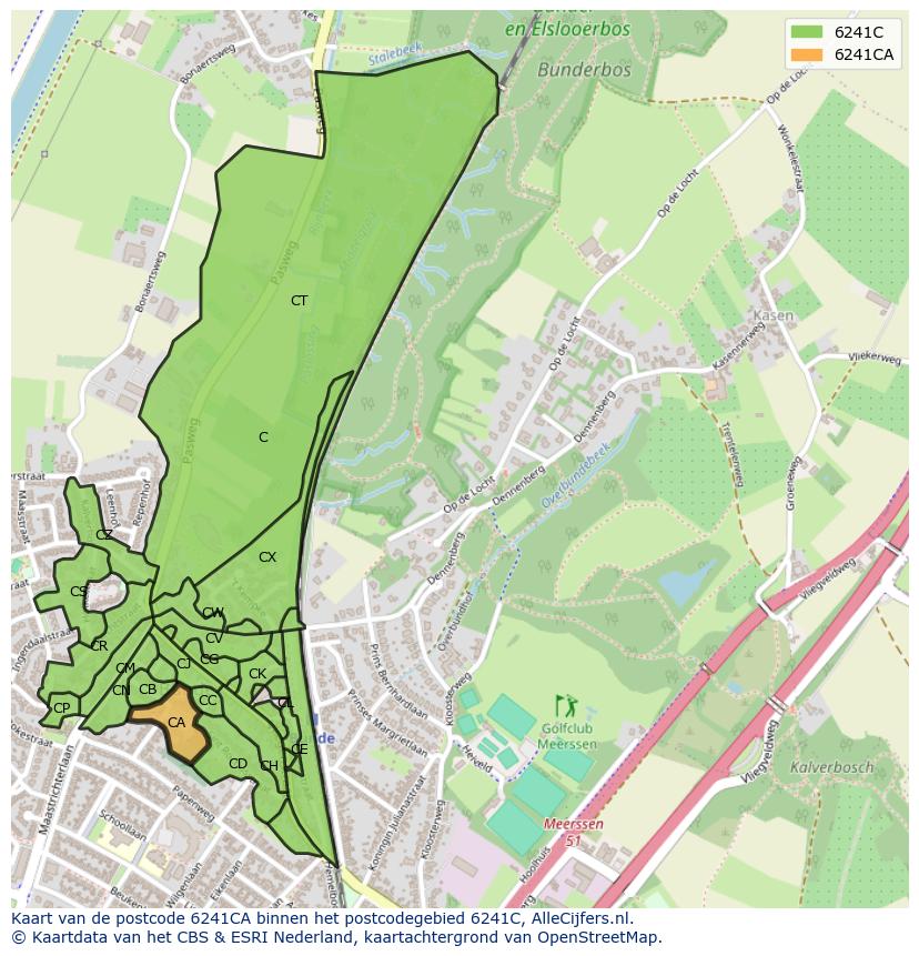 Afbeelding van het postcodegebied 6241 CA op de kaart.