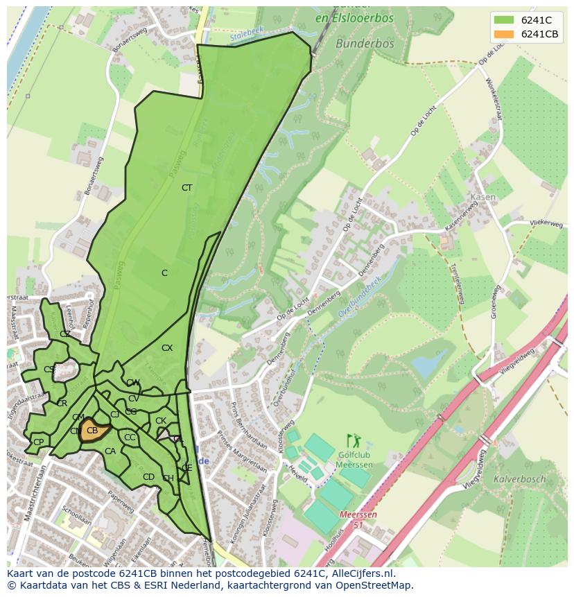 Afbeelding van het postcodegebied 6241 CB op de kaart.