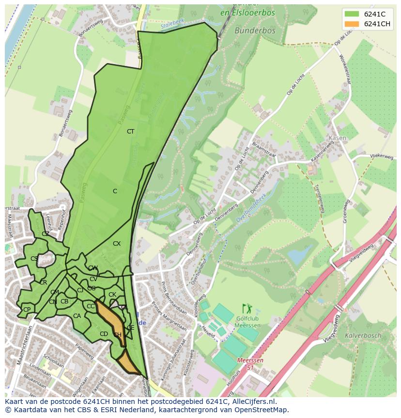 Afbeelding van het postcodegebied 6241 CH op de kaart.
