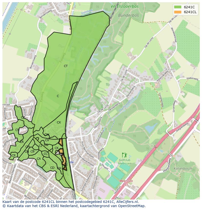 Afbeelding van het postcodegebied 6241 CL op de kaart.