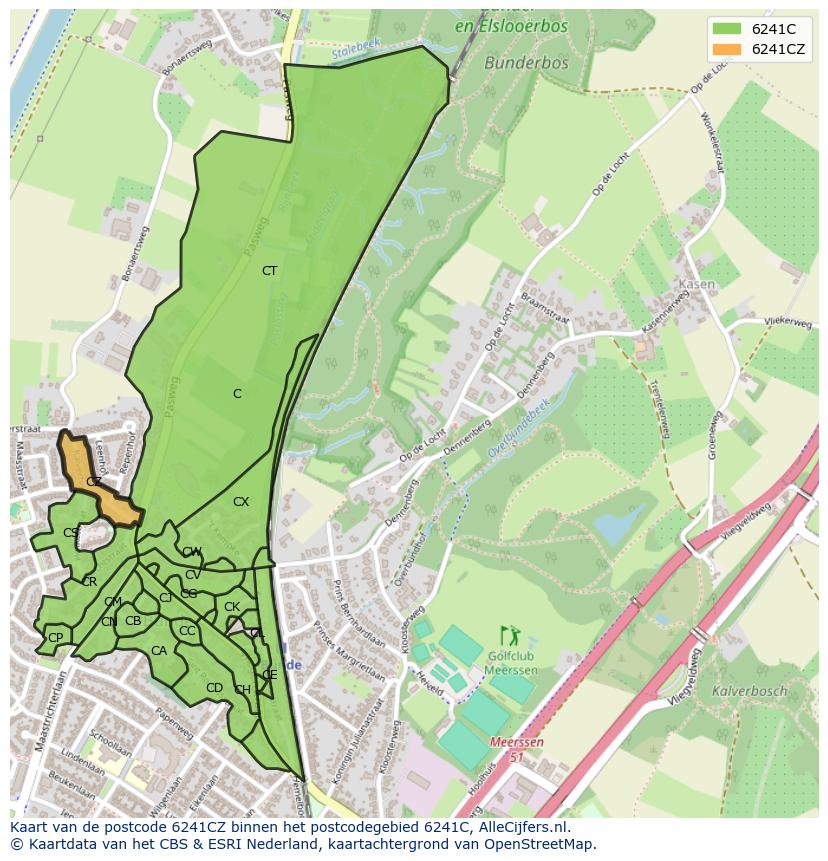 Afbeelding van het postcodegebied 6241 CZ op de kaart.
