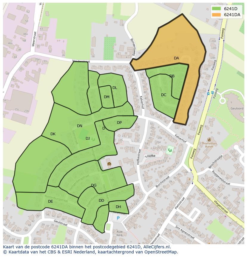 Afbeelding van het postcodegebied 6241 DA op de kaart.