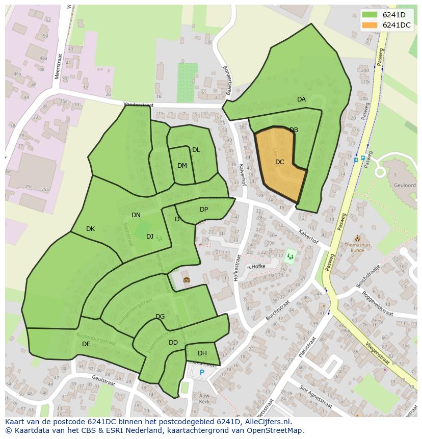 Afbeelding van het postcodegebied 6241 DC op de kaart.