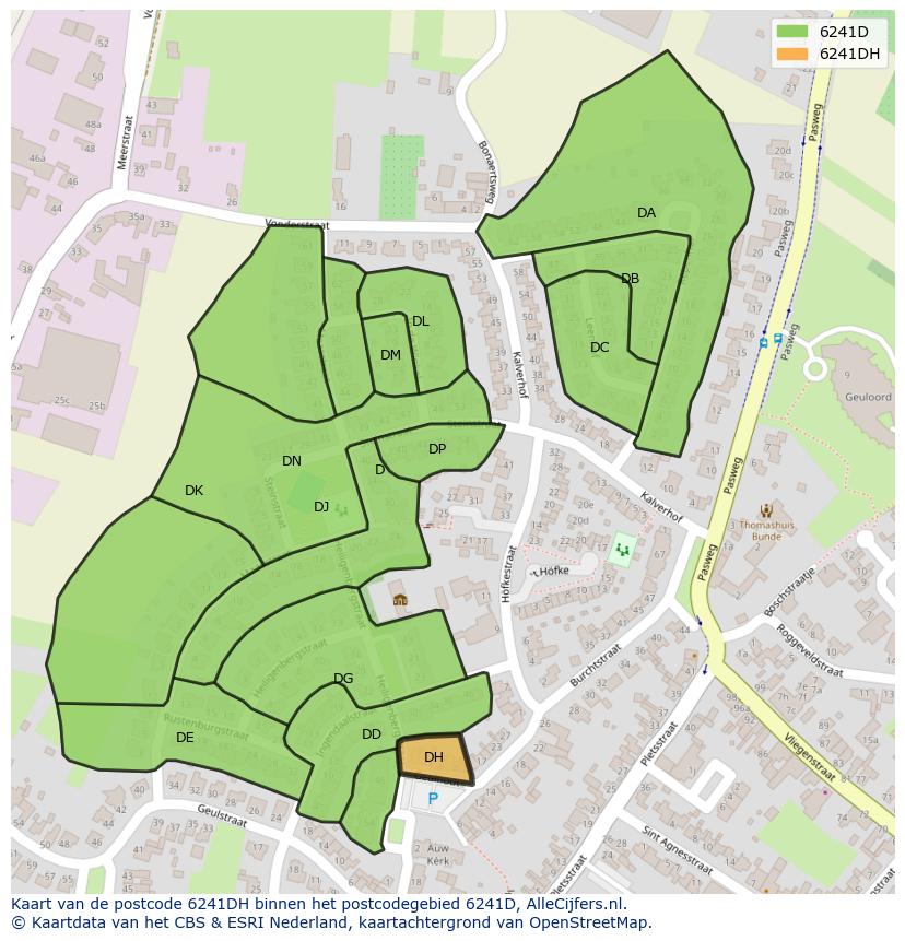 Afbeelding van het postcodegebied 6241 DH op de kaart.